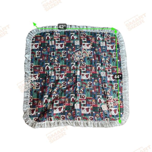 Vintage Patchwork Christmas Tree Skirt Lace Trim Country Primitive Decor - Picture 6 of 16